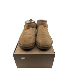 UGG Classic Ultra Mini Shearling Booties Slip-On 1116109 Chestnut Womens Size 7